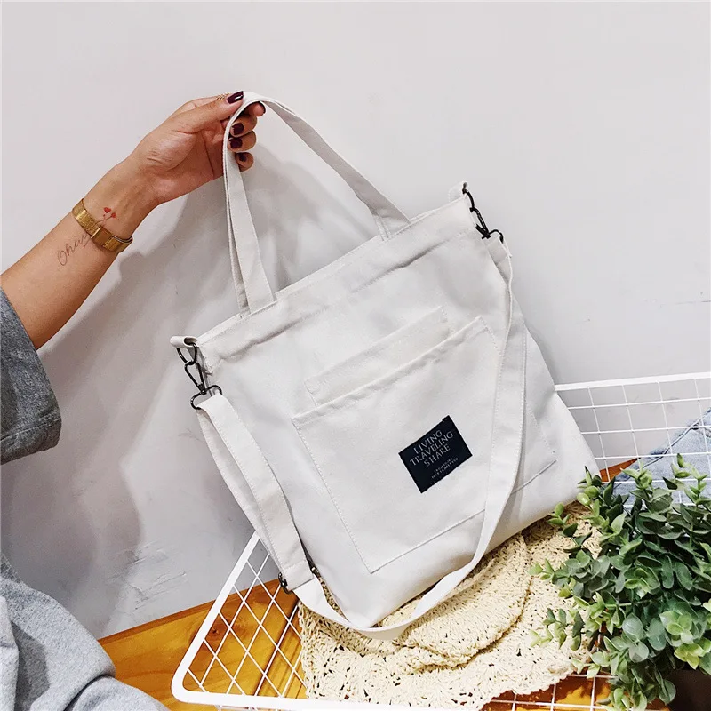 

2019 New Korean version of ulzang canvas bag female art students simple single-shoulder bag oblique bag