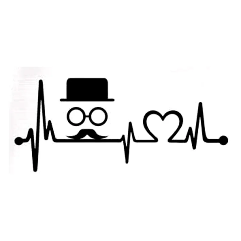 20.3cm*8.9cm Hipster Top Hat Moustache Heartbeat Lifeline Stickers Motorcycle | Автомобили и мотоциклы