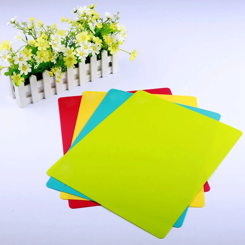 4Pcs/Set Extra Thick Flexible Non Slip Rectangle Plastic Cutting Mats Food Board Kitchen Tools|Измельчающие блоки| |