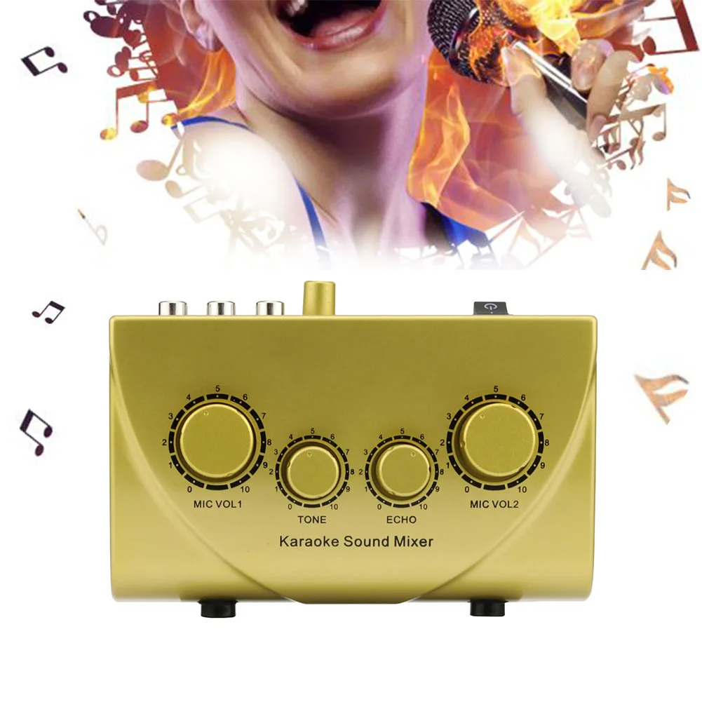 

Professional Mini Devices Portable Karaoke Machine Audio System Microphone Sound Mixer Digital Audio Sound Compact 2 Plugs