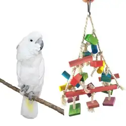 Красочные подвесной мост жевать устойчивы птица игрушки для жевания восходящие качели игрушки для попугаев клетка Лестницы Windchimes смешно