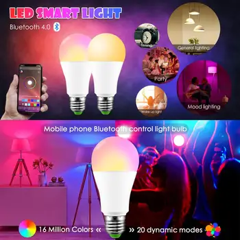 

Smart E27 LED Bulb Bluetooth Dimmable Lamp RGBW Light LED Bulbs Smart Phone IOS/Android APP Music Control Lighting AC85-265V