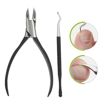 

2pcs Stainless Steel Manicure Clipper Set Nail Tool Kit Cuticle Nipper for Paronychia Nail Scissors Deep Cutting Thick Nail Tool