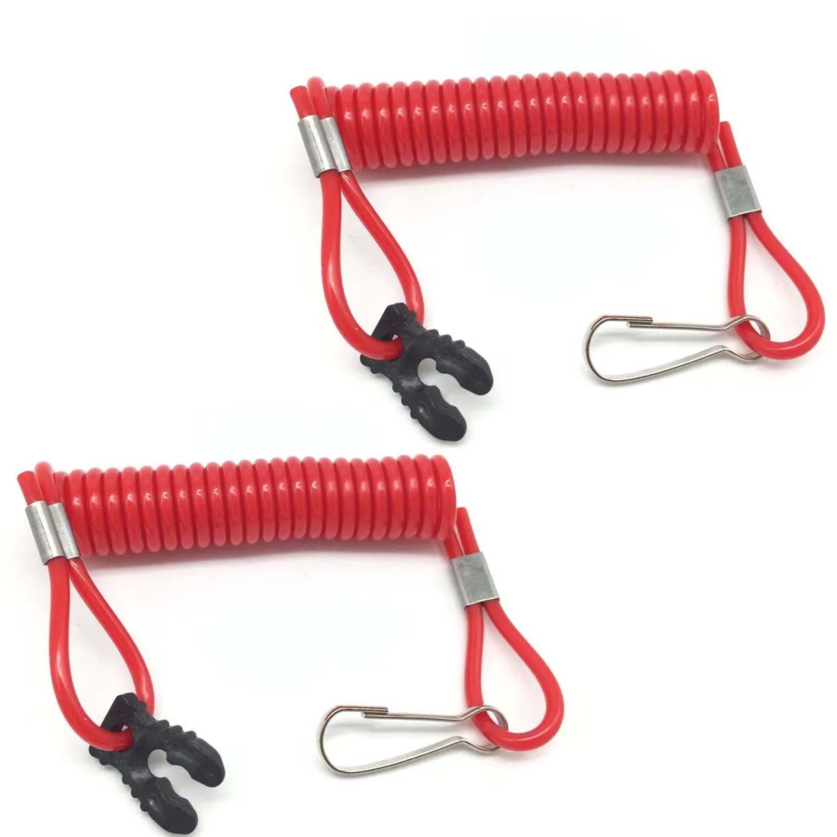 2pcs Motorcycle Boat Outboard Engine Kill Stop Switch with Safety Tether Lanyard