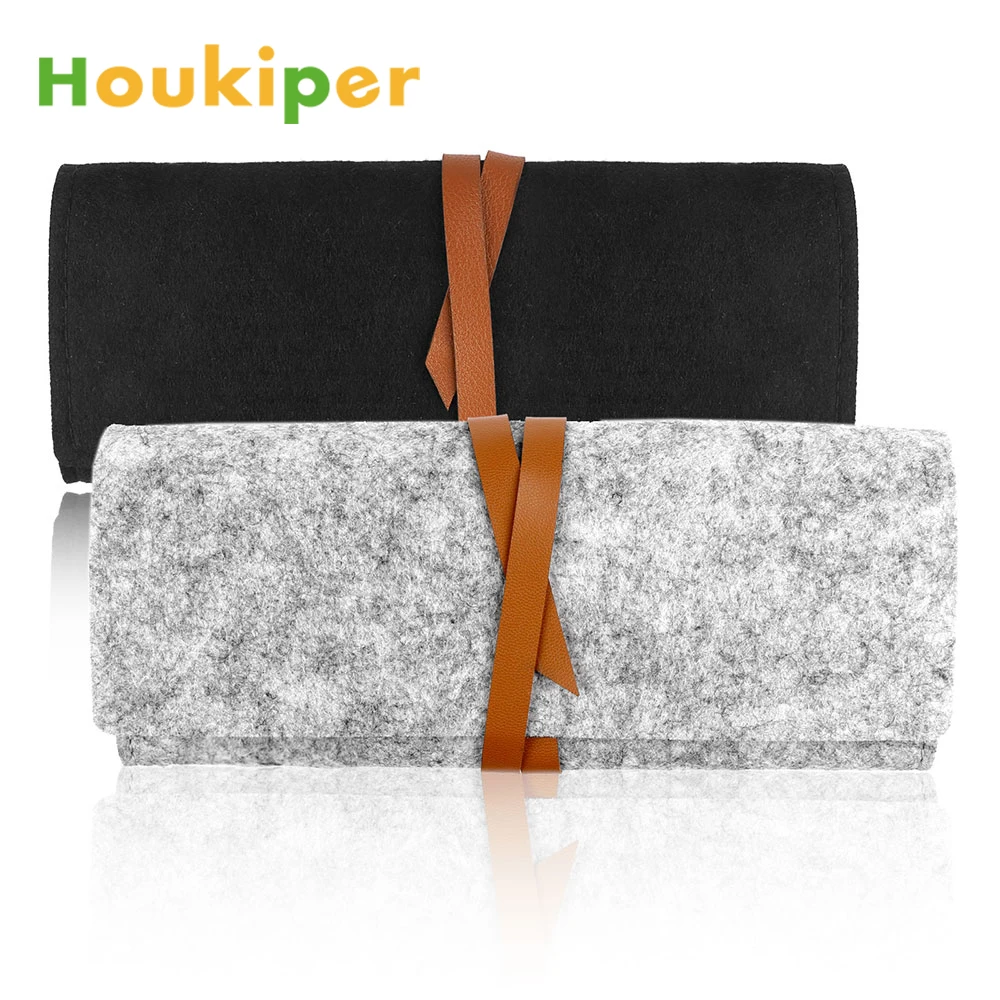 

Cosmetic Bag Makeup Brushes Bag PU Leather Felt Wrap Purse Foldable Pouch for Makeup Brush Pen