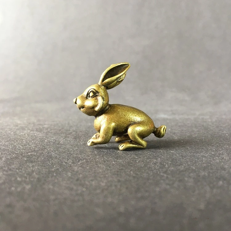 

Collectable Chinese Brass Carved Animal Zodiac Rabbit Little white rabbit Exquisite Small Pendant Statues