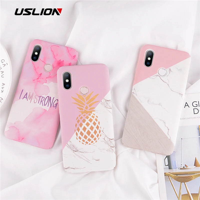 

USLION Pinapple Marble For Xiaomi 8 SE 5 6 6A Redmi Note 5 6 5A Redmi 6 Pro Note 3 4 I am Strong Case For Xiaomi Note 2 3 Case