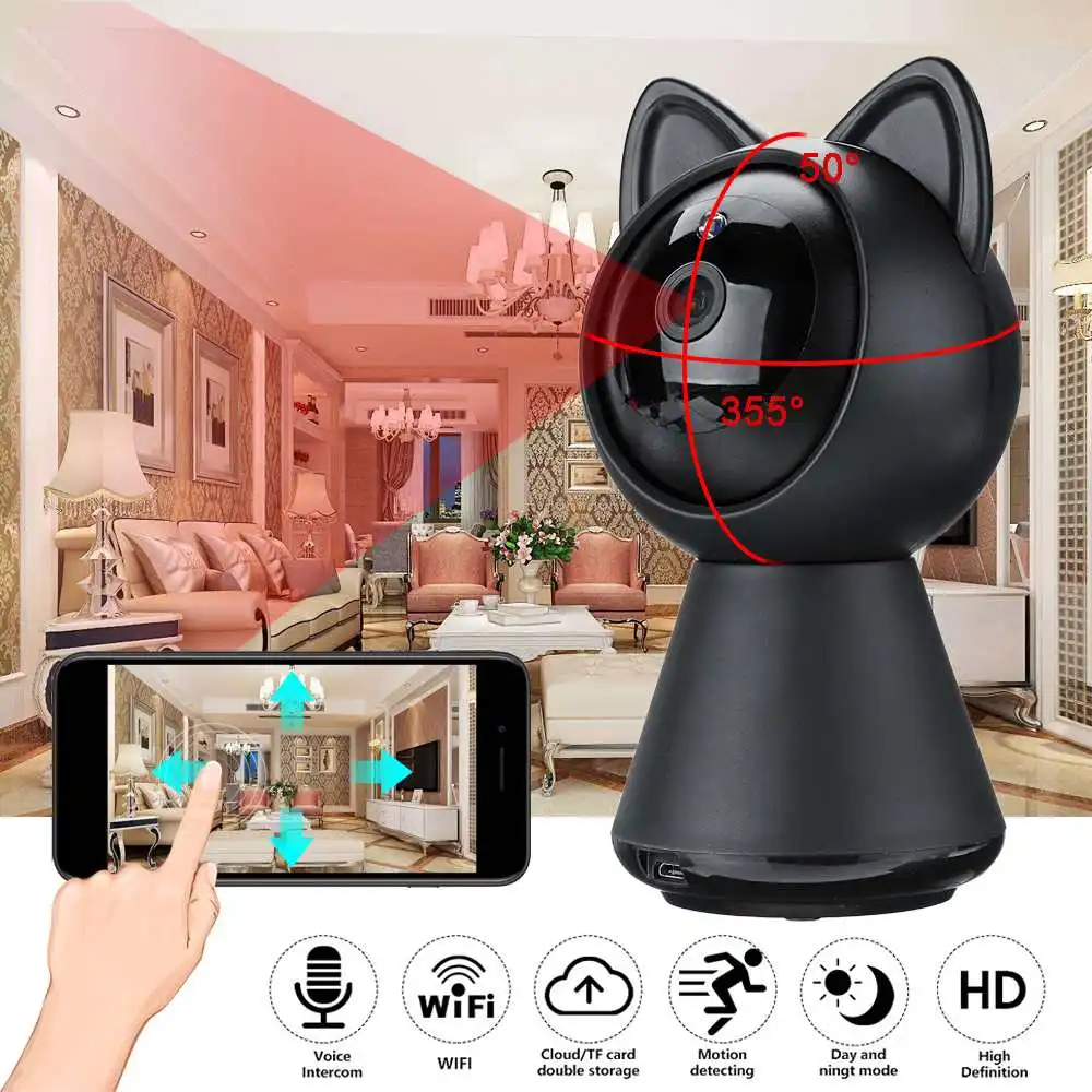 

1080P HD Security IP Camera Wi-Fi Wireless Horizontal Rotation Network Camera Surveillance for Phone Control Safe Camera