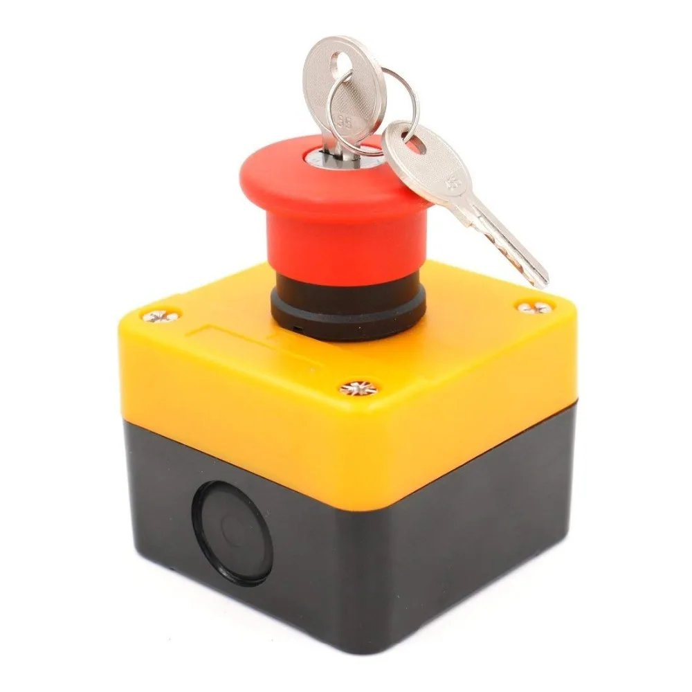

Yellow elevator switch box 660v red sign emergency stop button switch and key