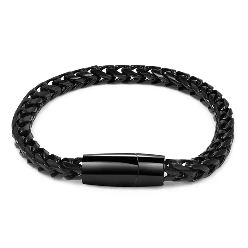 

21mm Bracelets Bangles With Magnetic Clasps Chain Bracelet Black Jewelry Men Bangle Titanium Steel Punk Pulseiras 2019