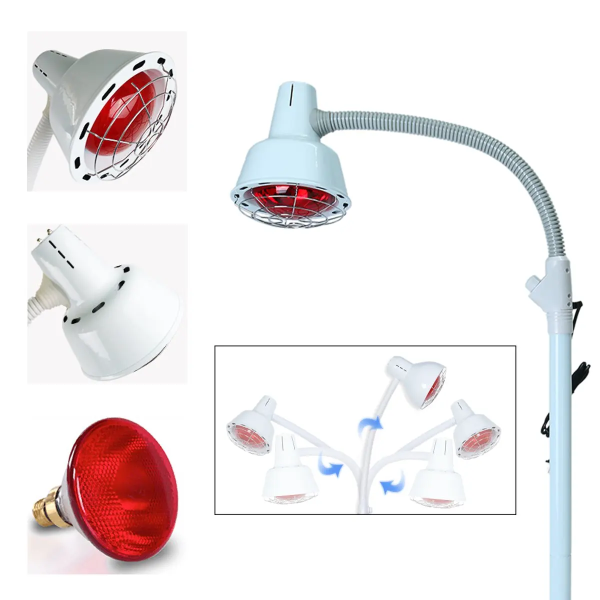

220V 275W Floor Stand Infrared Heat Lamp Adjustable Temperature For Muscle Pain Cold Relief Light Therapy Infra Skin Care Tool