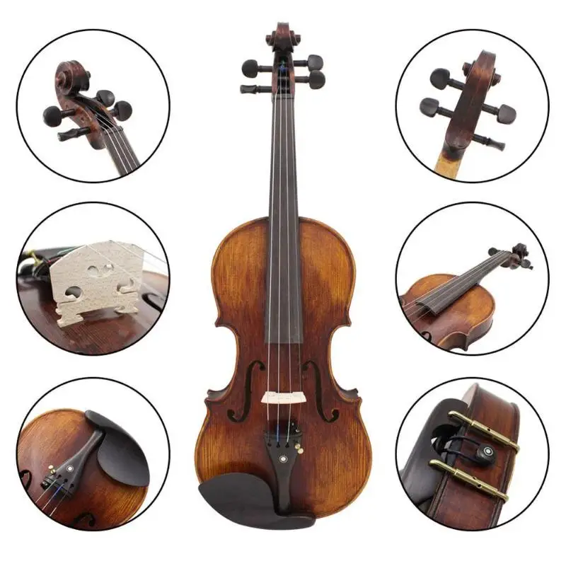 

Solidwood Handmade Violin Antique Highgloss Acoustic Fiddle With Case For Children Kids Learning Educational Toys