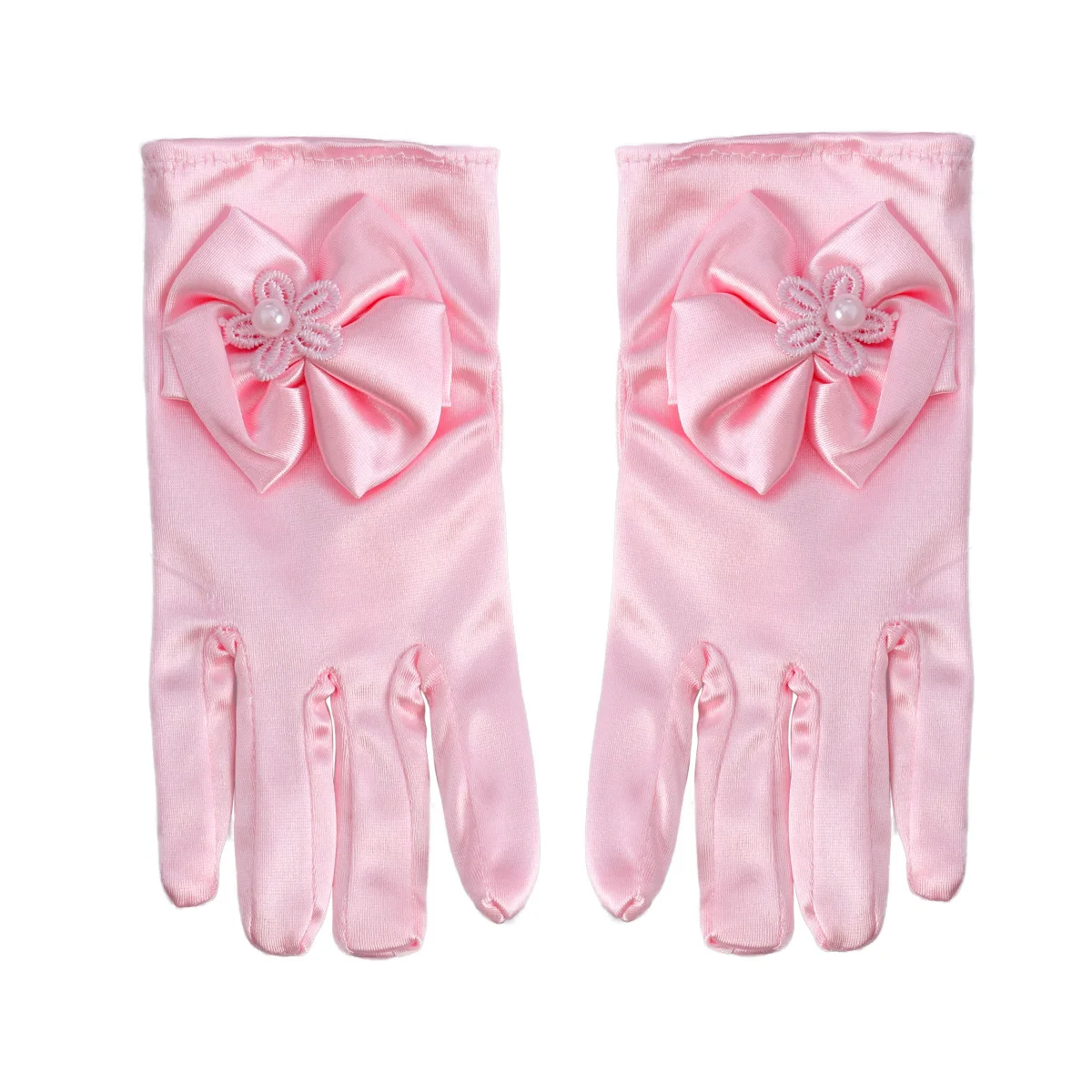 Girls Satin Fancy Gloves for Special Occasion Dress Formal