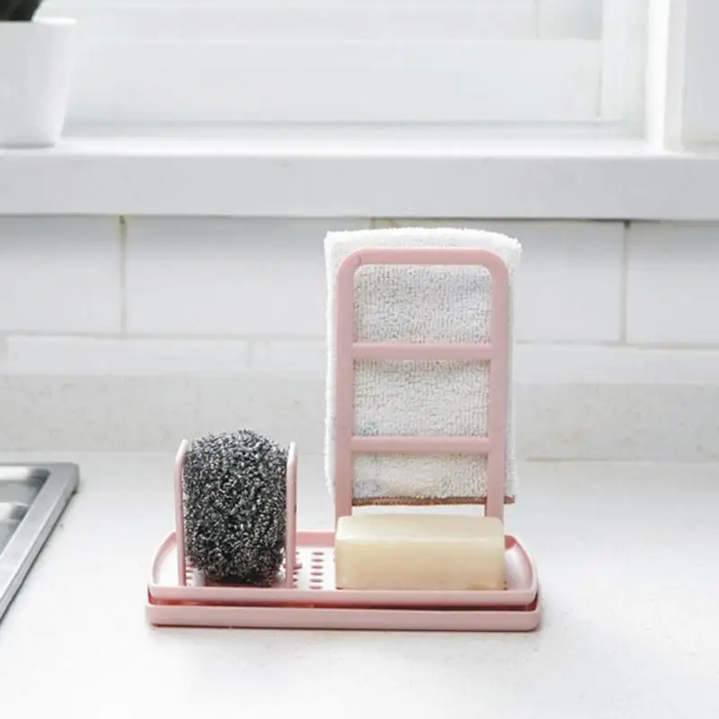 بسيطة أدوات المطبخ المطبخ البلاستيك متعددة الوظائف القماش الإسفنج صحن الصابون استنزاف تخزين الرف المنزل اكسسوارات المطبخ