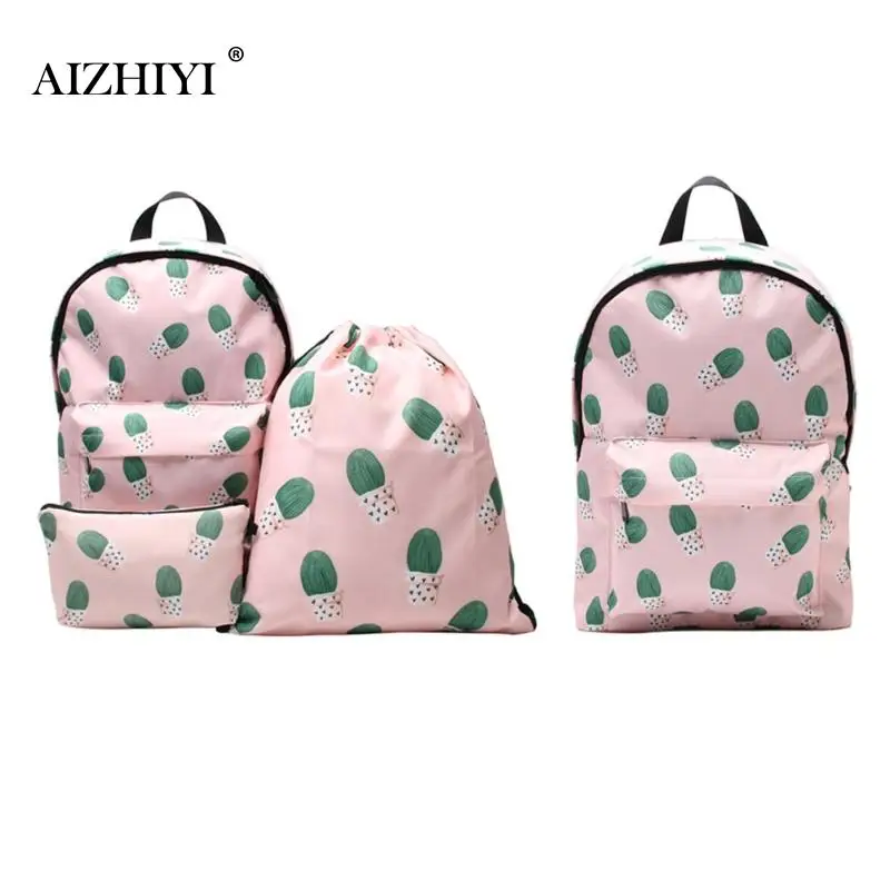 

Fashion Women Girl Cute 3D Cactus Backpack Polyester School Bookbags Travel Laptop Rucksack Waterproof Daypack Shoulder Bags
