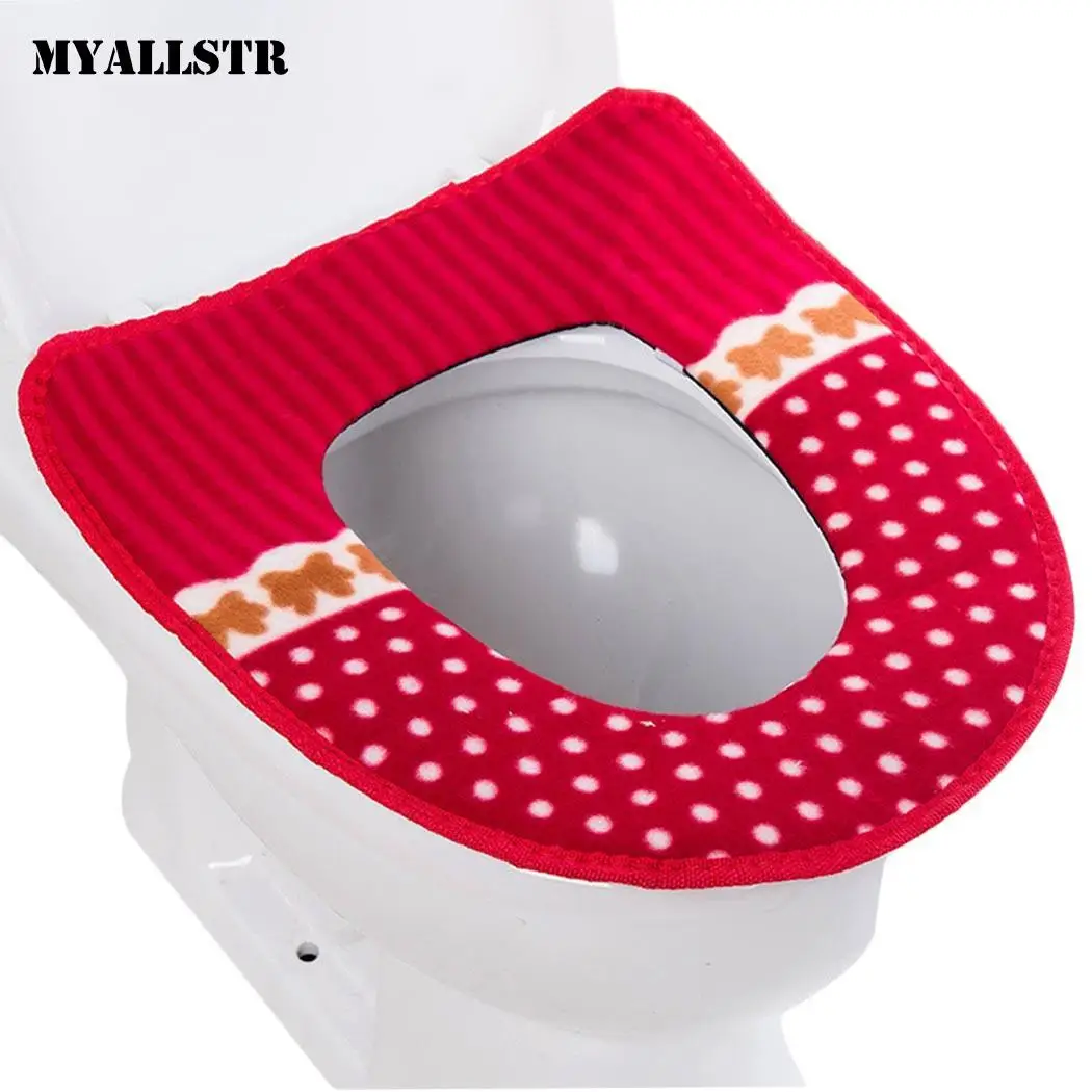 Pad pattern Seat Top toilet Bathroom Cover and Washable stripe Closestool Dot Warmer Toilet cover Soft Stripe | Дом и сад