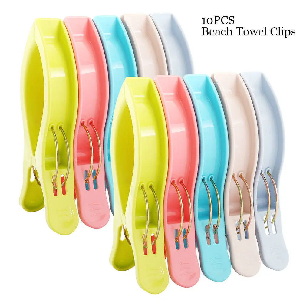 10pcs/pack Large Size Candy Color Plastic Beach Towel Coat Quilt Peg