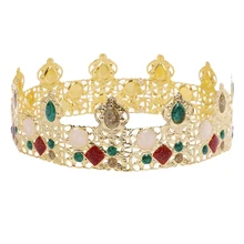Позолоченная Королевская корона с бриллиантами Королевская корона с драгоценными камнями корона головной убор День рождения Косплей Костюм Корона Вечерние