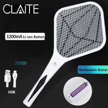CLAITE Перезаряжаемые электрическая ловушка для комаров лампа для уничтожения мух домашний сад ручной вредителей отвергая ракетки AC220V