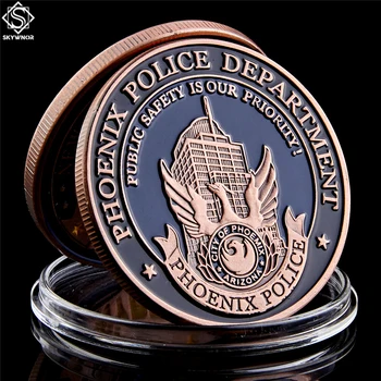 USA święty michał Phoenix departament policji brązowy Token moneta wyzwanie USA kolekcje tanie i dobre opinie SMJY CN (pochodzenie) Metal Amerykański styl Galwanicznie 2000-Present Patriotyzmu Brand New and High Quality Gold 40mm*3mm