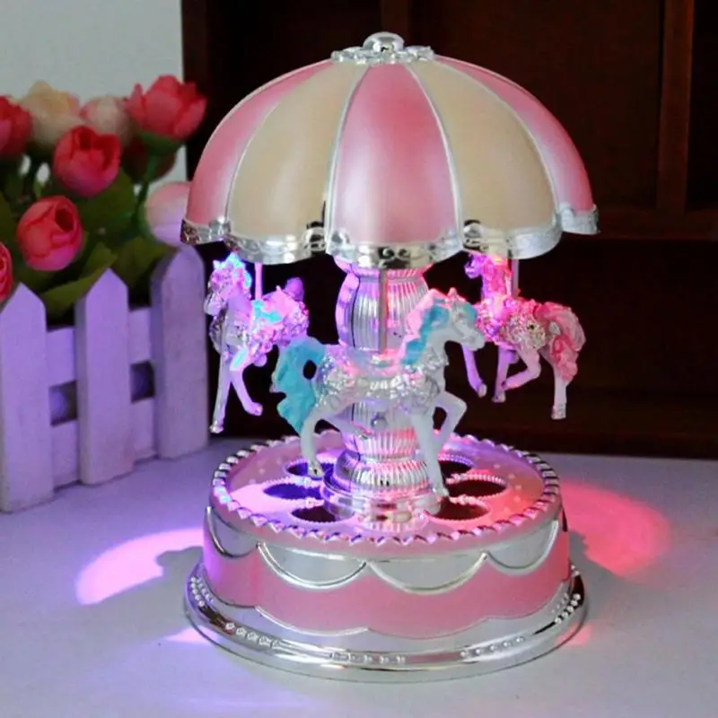 Carousel Music Box LED Light Merry Go Round Children Girls Birthday