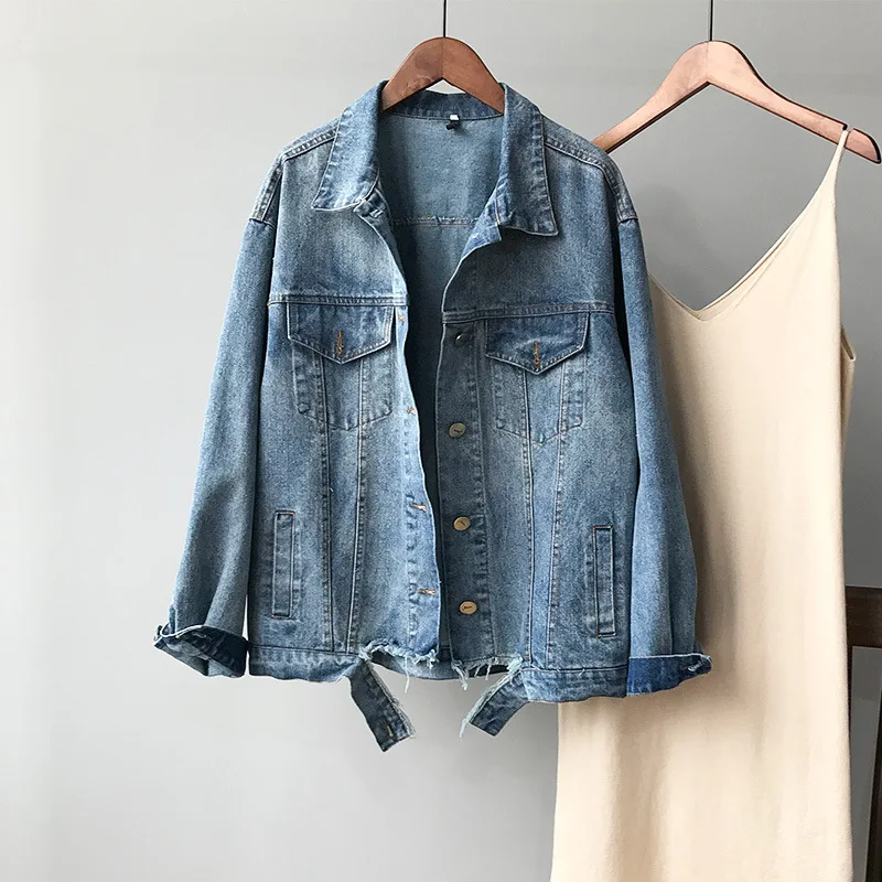 Pardessus Femmes Coton Cowboy Denim Droite Unique Printemps Veste Poitrine Mooirue Cardigan Blue Feminino Lâche xqPn7tYWw5