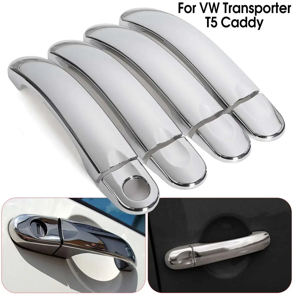  For VW Transporter T5 Caddy 2001-2013 8x/7x/6x Car Auto Chrome Stainless Steel Door Handle Cover Tr