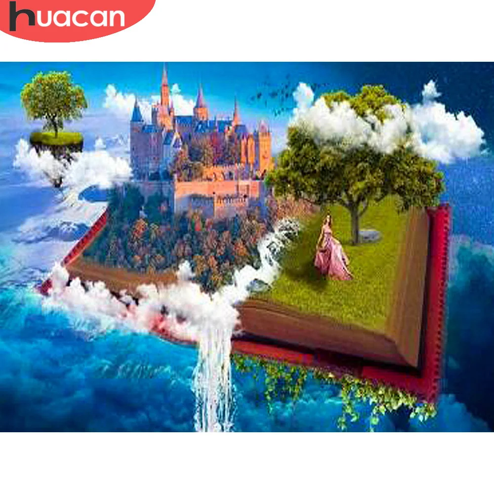 

HUACAN Cross Stitch Landscape 5D DIY Full Square Diamond Embroidery Full Display Diamond Painting Rhinestone Mosaic Home Decor