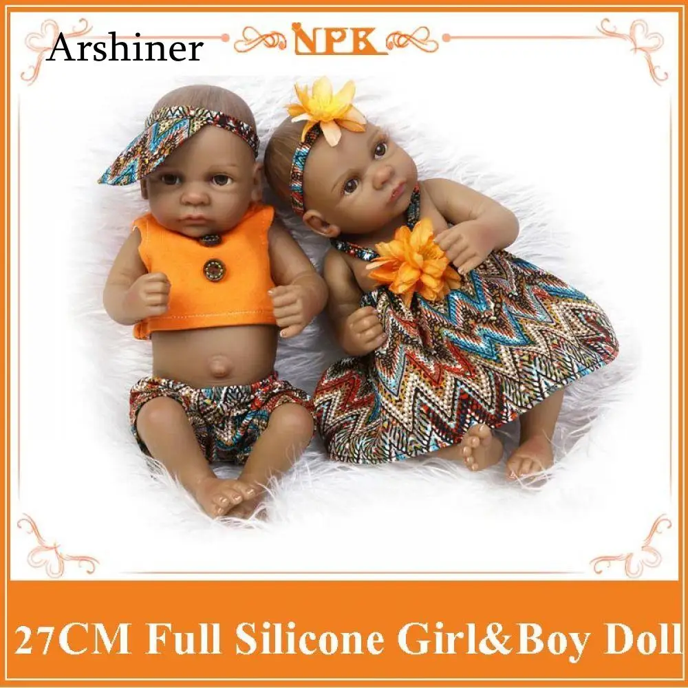 

Mini Realista Cool Boy And Cute Girl Reborn Babies Toys Full Silicone Vinyl Black Bebe Doll For Child Birthday Gift Bonecas