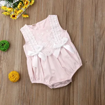 

Summer Toddler Baby Girl Lace Flower Bodysuit One-Pieces Casual Sleeveless Bodysuit Jumpsuit Sunsuit Clothes