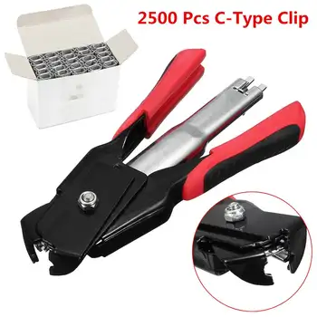 

2500pcs C-Type Clips Hog Ring Manual C-type Staple Guns Feed Fence Fencing Nailer PliersProster C7 Professional Manual Hog ring