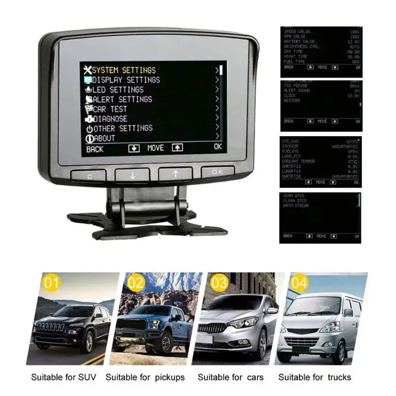 

PRO OBD II HUD Head Up Display Car Computer Digital Speedometer Overspeed Alarm Engine Water Temperature Warning Diagnostic Tool