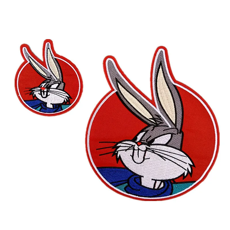 

PGY Cartoon Rabbit Patches Iron Sew Iron On Applique Clothes Embroidery Patch DIY Coat Hats Bags Accessory Round Parches