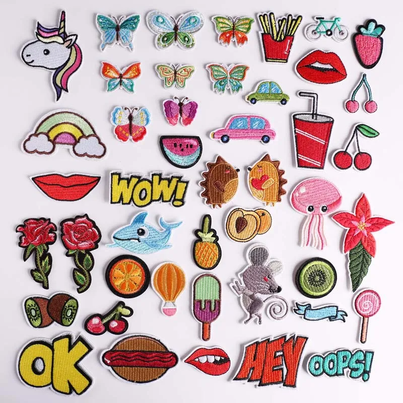 

PGY 1PCS Cartoon pineapple Kiwifruit Patches Mouse Embroidery Iron Patches for Clothing DIY Ice cream Foods Stickers Appliques
