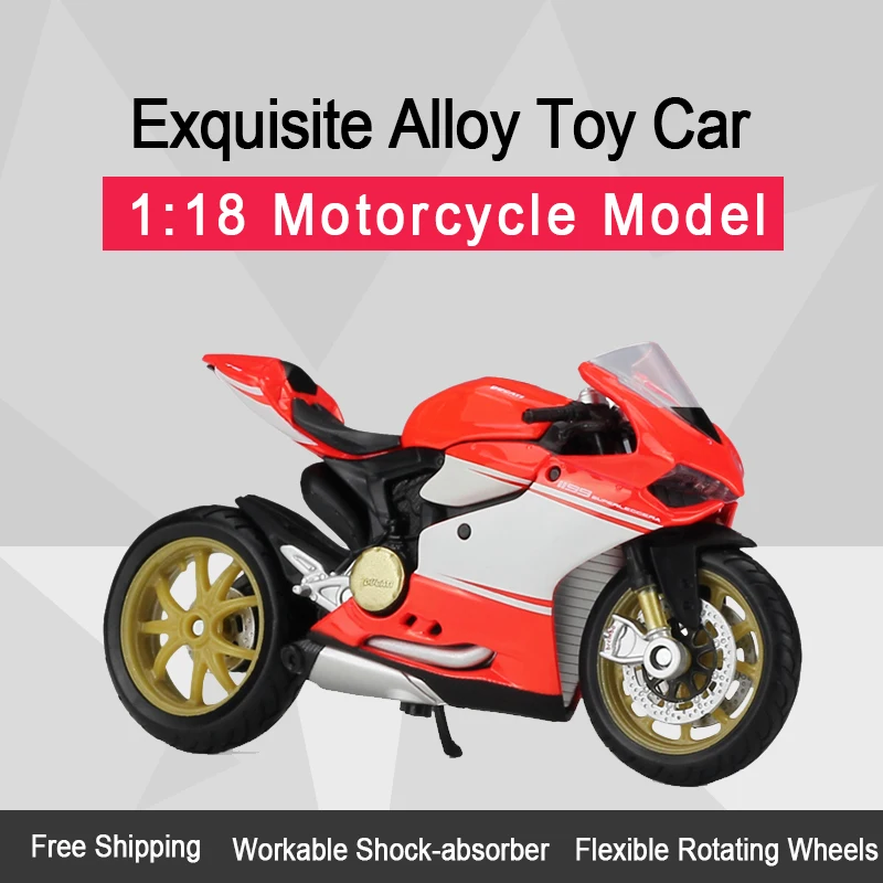 

MAISTO 1:18 DUCATI 1199 Superleggra Alloy Diecast Motorcycle Model Workable Shork-Absorber Toy For Children Gifts Toy Collection