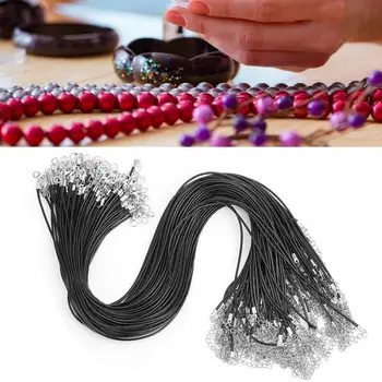 

Professional 100pcs Lobster Clasp Wax Rope Waxed Thread Leather Cord Necklace DIY Fashion Charm Jewelry Making Accessory