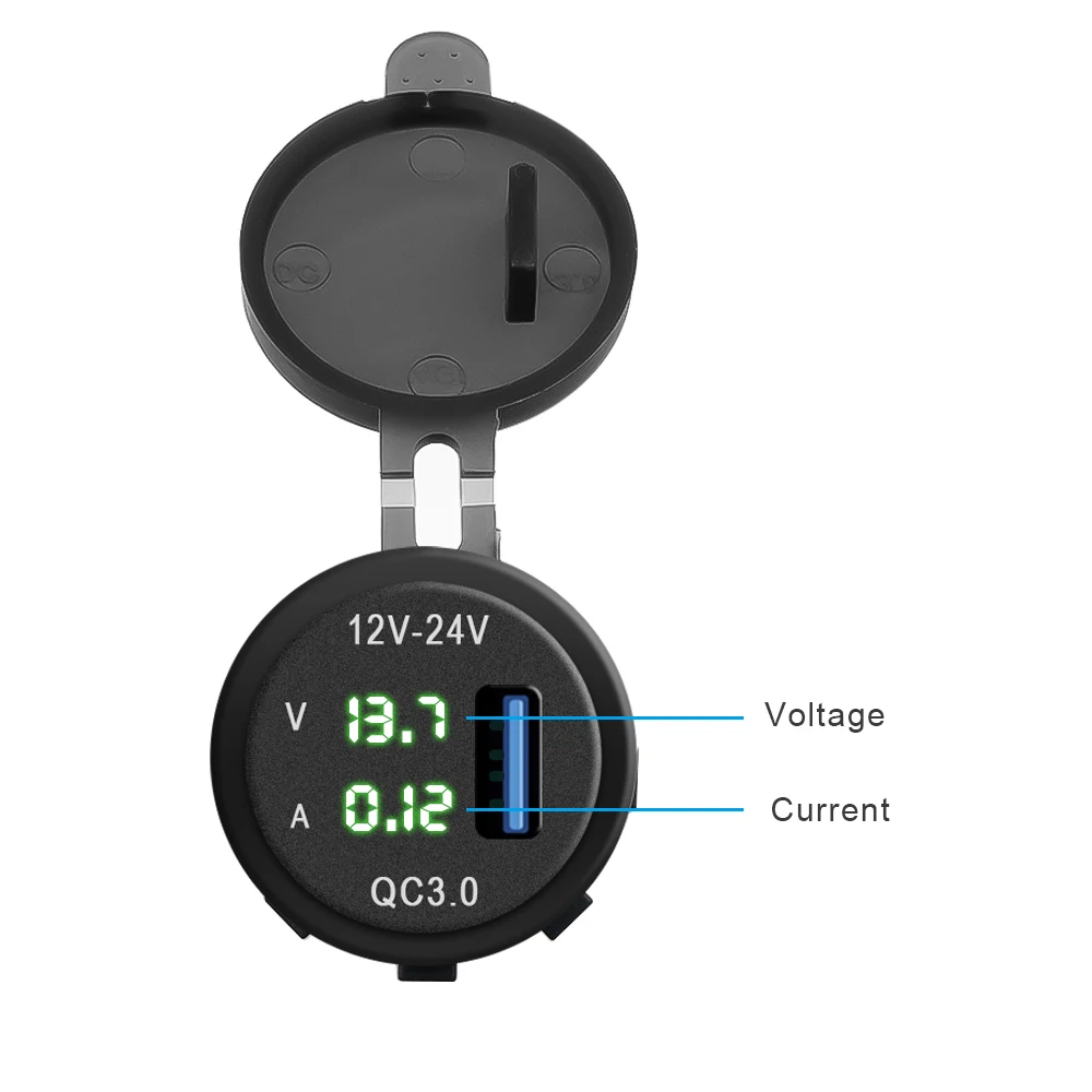 

12-24v Car Charger QC 3.0 Dual USB 5V/3A Charging Socket Adapter Voltmeter Digital Display For Mobile Phone Car Lighter Slot