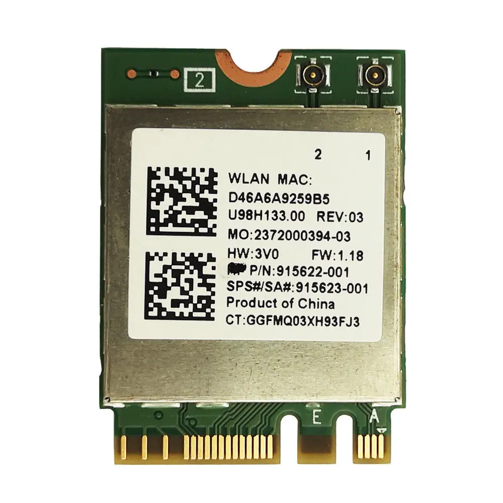 Realtek RTL8822BE IIEEE802.11AC/A/B/G/N WiFi + Bluetooth4.1 NGFF плата Wireless WLAN Card 2 4G/5GHz sps :915623 001|Сетевые карты| |