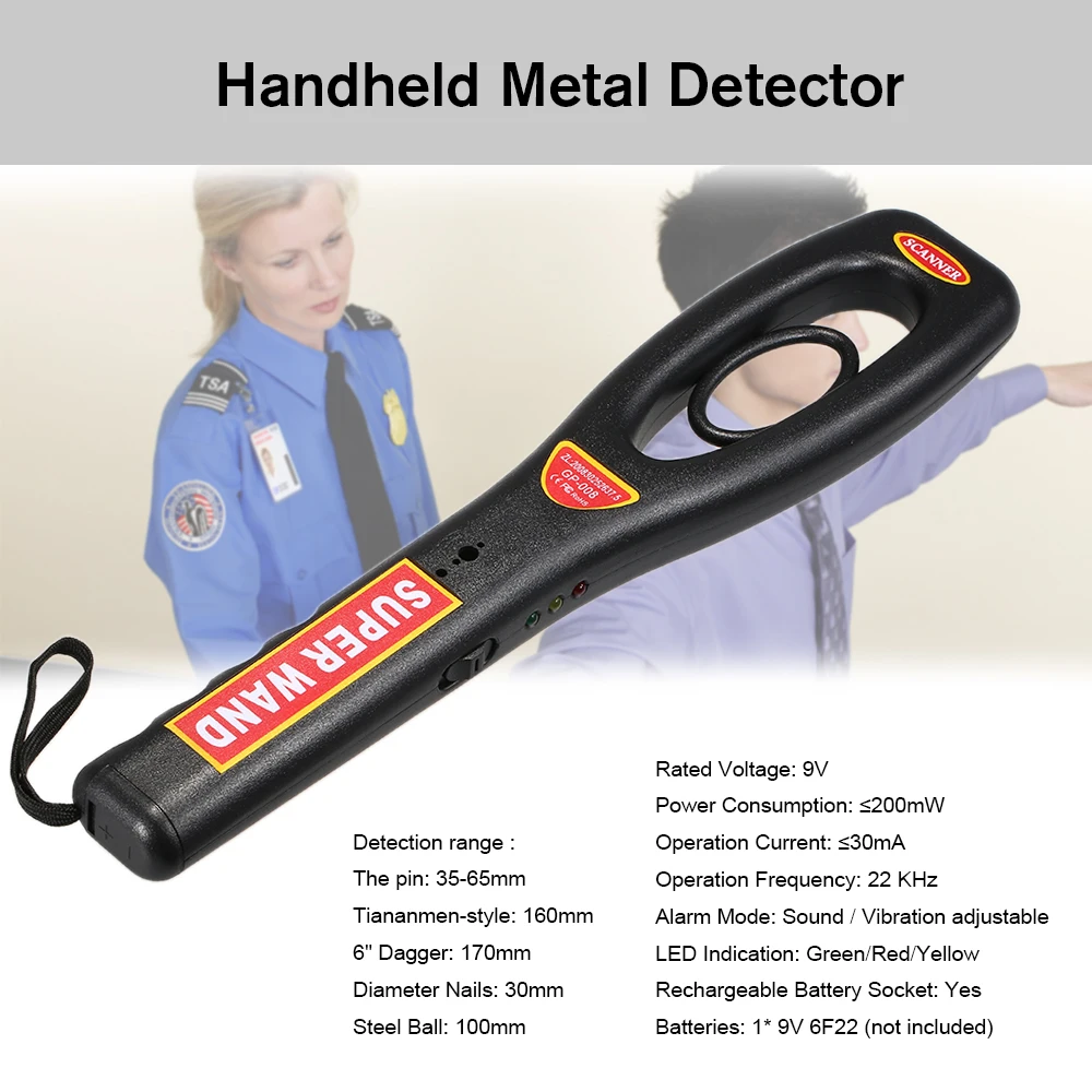 Handheld Foldable Metal Detector High Sensitivity Scanner Security