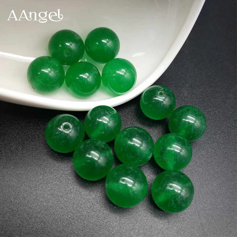 

10pcs/lot round hole dark green loose beads 4 6 8 10 12mm Natural stone loose beads Earrings headwear diy accessories