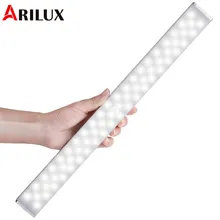 ARILUX беспроводной 68 светодиодный бар светильник-контроль светодиодный и PIR датчик движения USB Перезаряжаемый шкаф ночной Светильник