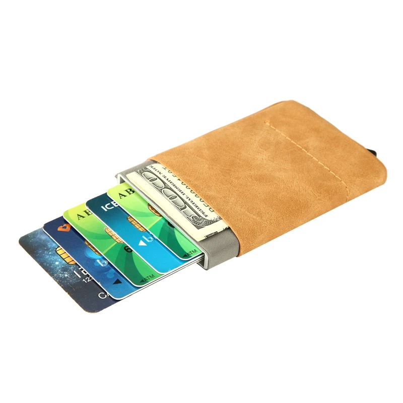 

Aluminium RFID Wallet Men Money Bag Slim Mini Short Purse Male Credit Card Holder Small Unisex Security Information Metal Wallet