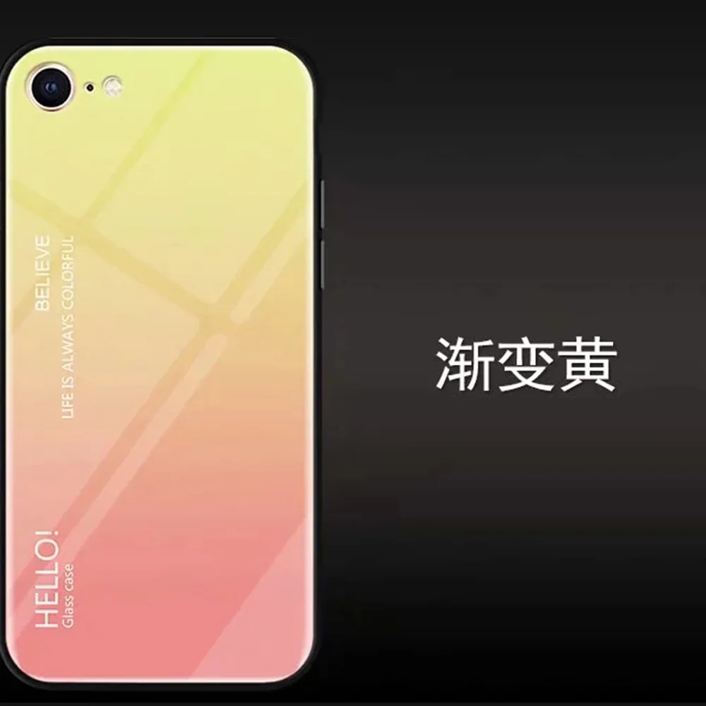 Gradiente de templado de vidrio de casos para iPhone 7 Cubierta bolsa de teléfono para el iPhone 6 6 S 8 Plus X XS X max XR Coque Capa Fundas suave lindo