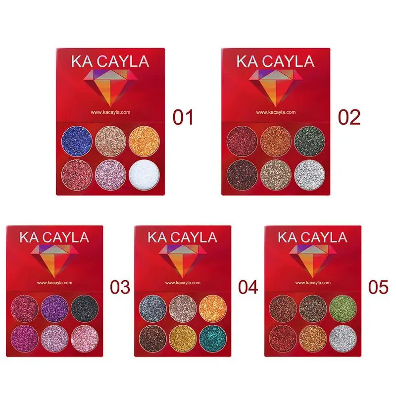 

6-Color Rhinestone Sequin Eyeshadow Palette Shiny Glitter Eyeshadow High-Gloss Makeup Palette Cosmetic Tool For Women Girl