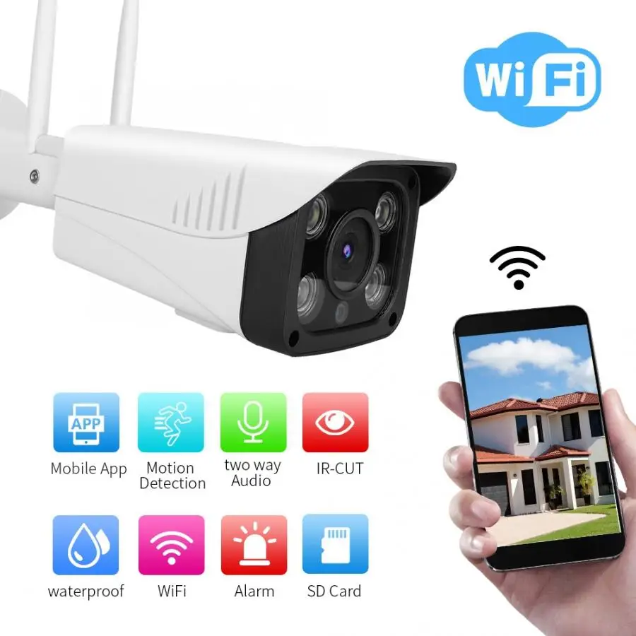 

2MP Wireless WIFI IP Camera Waterproof Phone Control Network Bullet Camera Home Outdoor Security Camera 2019 New