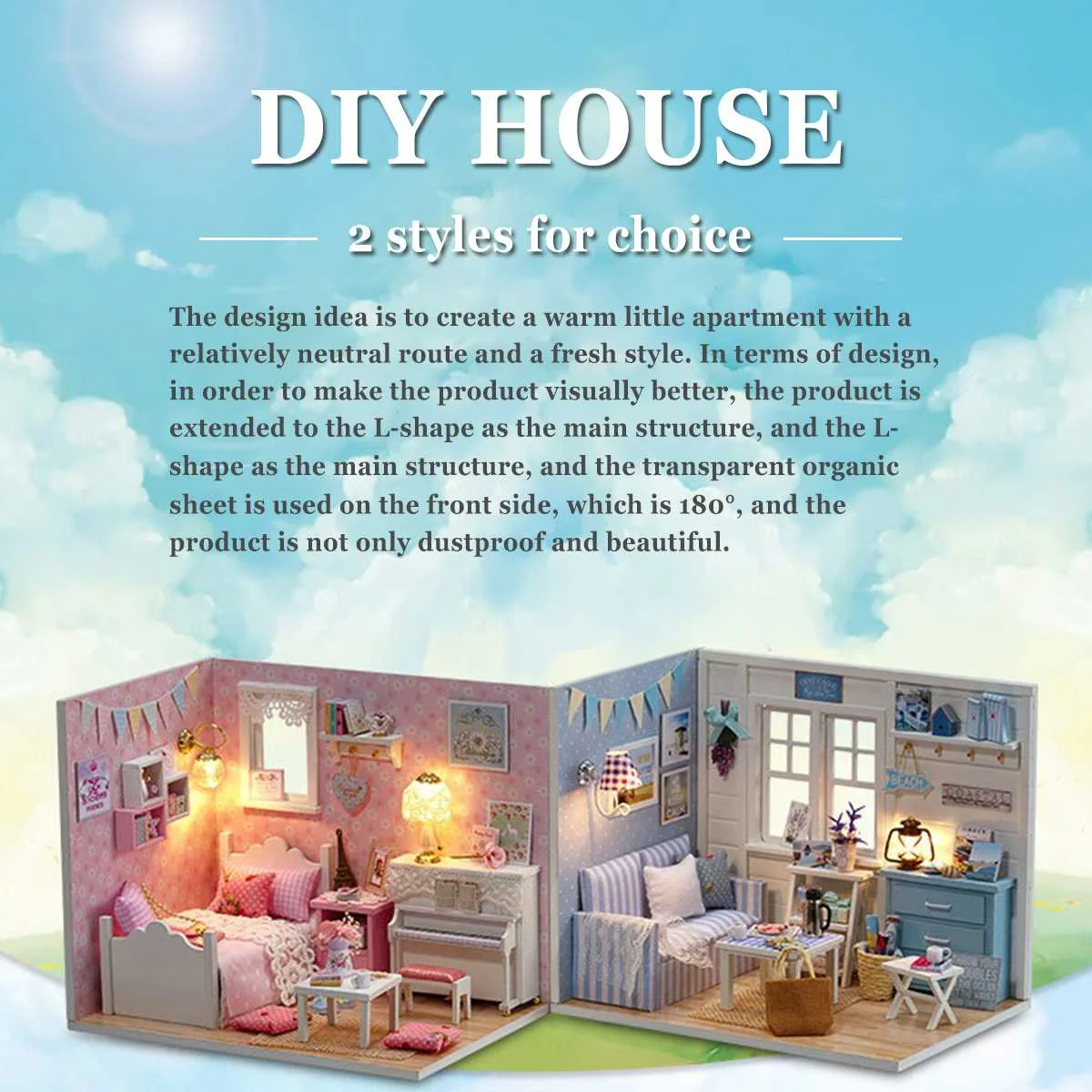

Doll House Furniture Diy Miniature Dust Cover 3D Wooden Miniaturas Dollhouse Toys for Children Birthday Gifts