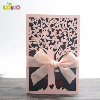 

10pcs Wedding Invitation Card with customize ribbon,no insert ,no envelope