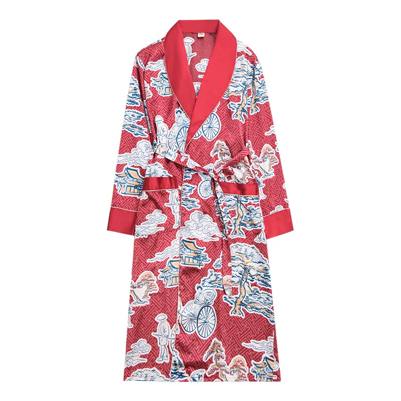 bathrobe men Autumn Long Sleeve Robe Male Bathrobes Silk Men's Long Sleepwear Home Service sleep & lounge bathrobe men Autumn Long Sleeve Robe Male Bathrobes Silk Men's Long Sleepwear Home Service sleep & lounge
