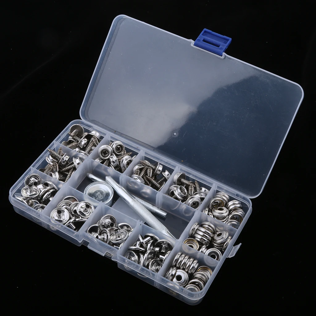 153Pcs Boat Canvas Fabric Snap Cover 15mm Screw Button Socket Fastener
