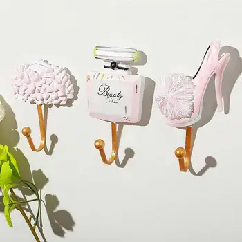 

3pcs Decorative Wall Hooks Resin Coat Hanger in the Shape of Perfume Bottle Door Robe Rack Delicate Pendants for Bedroom